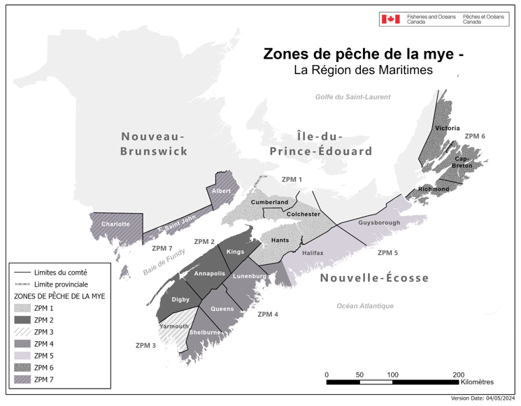Calm harvesting areas in Nova Scotia